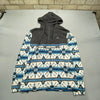 Grey White Blue Fleece Hoodie Women's XXL