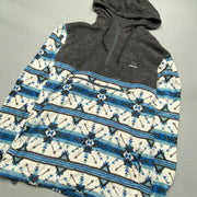 Grey White Blue Fleece Hoodie Women's XXL