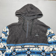 Grey White Blue Fleece Hoodie Women's XXL