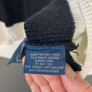 Black White Striped Polo Ralph Lauren Knitwear Sweater Mens Medium
