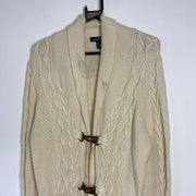 Cream Lauren Ralph Lauren Cable Knit Cardigan Buckle Womens XL