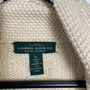 Cream Lauren Ralph Lauren Cable Knit Cardigan Buckle Womens XL