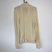 Cream Lauren Ralph Lauren Cable Knit Cardigan Buckle Womens XL