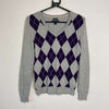 Purple Grey Argyle Tommy Hilfiger Sweater Womens XS