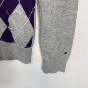 Purple Grey Argyle Tommy Hilfiger Sweater Womens XS