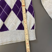 Purple Grey Argyle Tommy Hilfiger Sweater Womens XS