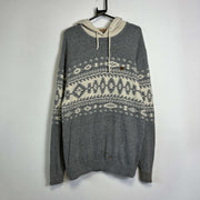 Grey Quicksilver Patterned Knit Hoodie XL