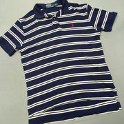 Navy and White Polo Ralph Lauren Polo Shirt Men's Medium