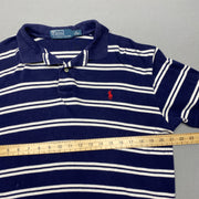 Navy and White Polo Ralph Lauren Polo Shirt Men's Medium