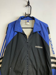 Vintage 90s Black and Blue Adidas Windbreaker Men's Large