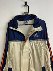 Vintage 90s Navy and Cream White Adidas Raincoat Men's Large