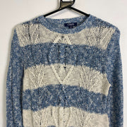 Blue White Striped Chaps Knitwear Sweater Womens Small