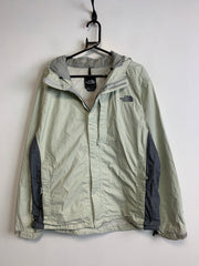 Grey and Cream North Face Raincoat Men's Large