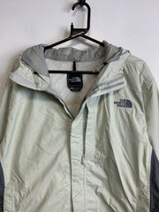 Grey and Cream North Face Raincoat Men's Large