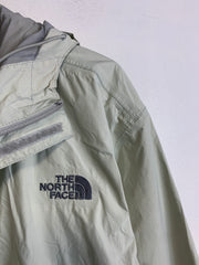 Grey and Cream North Face Raincoat Men's Large