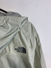 Grey and Cream North Face Raincoat Men's Large