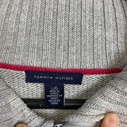 Grey Tommy Hilfiger Quarter Zip Knitwear Sweater Womens Large