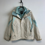 White and Blue North Face Raincoat Women's Small