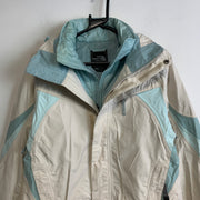 White and Blue North Face Raincoat Women's Small