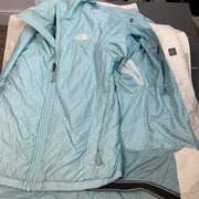 White and Blue North Face Raincoat Women's Small