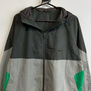 Grey and Green Nike Windbreaker Men's Large