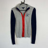 Grey Navy Tommy Hilfiger Knitwear Full Zip Womens XS