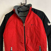 00s Red and Grey Nike Reversible Jacket Youth's Large