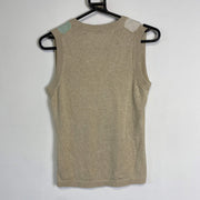 Beige Tommy Hilfiger Argyle Sweater Vest Knitwear Womens Small