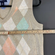 Beige Tommy Hilfiger Argyle Sweater Vest Knitwear Womens Small