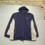 Navy and White Fila Raincoat Men's Large