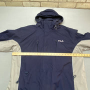 Navy and White Fila Raincoat Men's Large