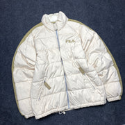 White Fila Padded Jacket Women's Xl