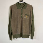 Tarten Brown Green Polo Collared Sweatshirt Mens Large