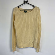 Yellow Lauren Ralph Lauren Cable Knit Knitwear Sweater Womens Large