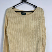 Yellow Lauren Ralph Lauren Cable Knit Knitwear Sweater Womens Large