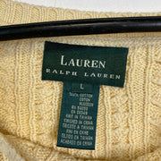 Yellow Lauren Ralph Lauren Cable Knit Knitwear Sweater Womens Large