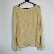 Yellow Lauren Ralph Lauren Cable Knit Knitwear Sweater Womens Large