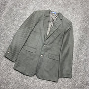 Black Pinstripe Suit Jacket Men's XS