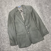 Black Pinstripe Suit Jacket Men's XS