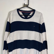 White Navy Striped Tommy Hilfiger Knitwear Sweater Mens Large