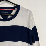 White Navy Striped Tommy Hilfiger Knitwear Sweater Mens Large