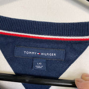 White Navy Striped Tommy Hilfiger Knitwear Sweater Mens Large