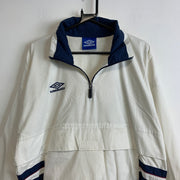 Vintage 90s White and Navy Umbro Windbreaker Men's Large