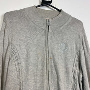 Grey Tommy Hilfiger Full Zip Knit Knitwear Sweater Womens XL