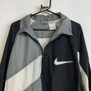 Vintage 90s Black and Grey Nike Windbreaker Men's Large