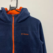 Orange and Navy Columbia Reversible Fleece Jacket Youth's Large