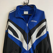 Vintage 90s Black White Blue Adidas Track Jacket Men's Large