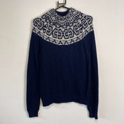 Navy Patterned Knitwear Sweater Lauren Ralph Lauren Womens Medium