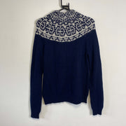 Navy Patterned Knitwear Sweater Lauren Ralph Lauren Womens Medium