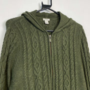 Dark Green L.L Bean Cable Knit Sweater Cable Womens Large